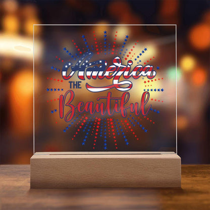 America the Beautiful Patriotic Acrylic Plaque - Mallard Moon Gift Shop