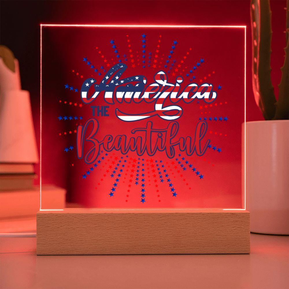 America the Beautiful Patriotic Acrylic Plaque - Mallard Moon Gift Shop