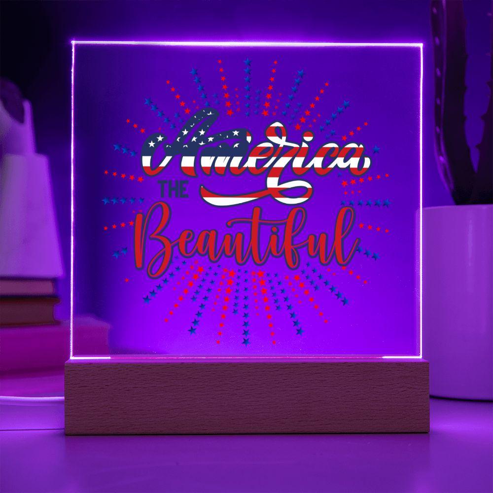 America the Beautiful Patriotic Acrylic Plaque - Mallard Moon Gift Shop