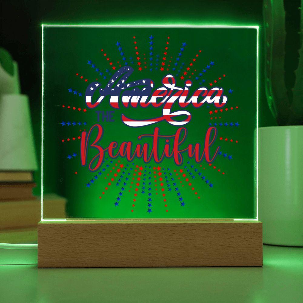 America the Beautiful Patriotic Acrylic Plaque - Mallard Moon Gift Shop