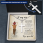 To My Son – Personalized Cross Necklace from Dad | Engraved Stainless Steel Faith Pendant Gift for Son - Mallard Moon Gift Shop