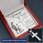 To My Son – Personalized Cross Necklace from Mom | Stainless Steel Faith Pendant with Engraved Back and Message Card - Mallard Moon Gift Shop