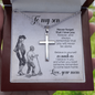 To My Son – Personalized Cross Necklace from Mom | Stainless Steel Faith Pendant with Engraved Back and Message Card - Mallard Moon Gift Shop