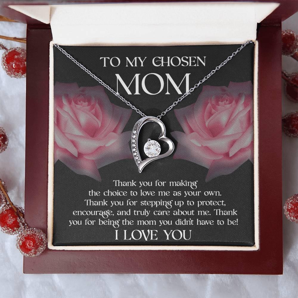 To My Chosen Bonus Mom Thank You for Stepping Up Forever Love Heart Pendant Necklace - Mallard Moon Gift Shop