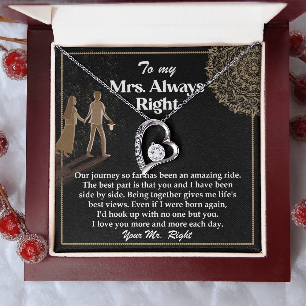 Romantic Gift for Wife - Our Journey has been an Amazing Ride - Forever Love Heart Pendant Necklace - Mallard Moon Gift Shop