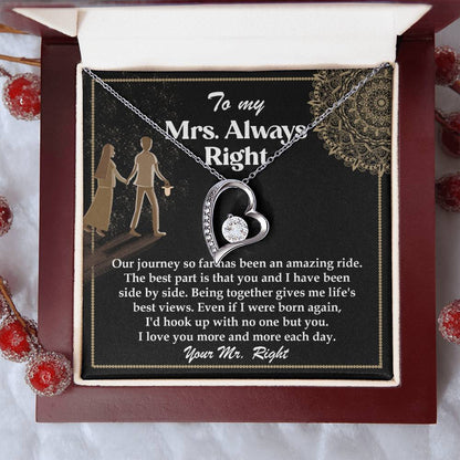 Romantic Gift for Wife - Our Journey has been an Amazing Ride - Forever Love Heart Pendant Necklace - Mallard Moon Gift Shop