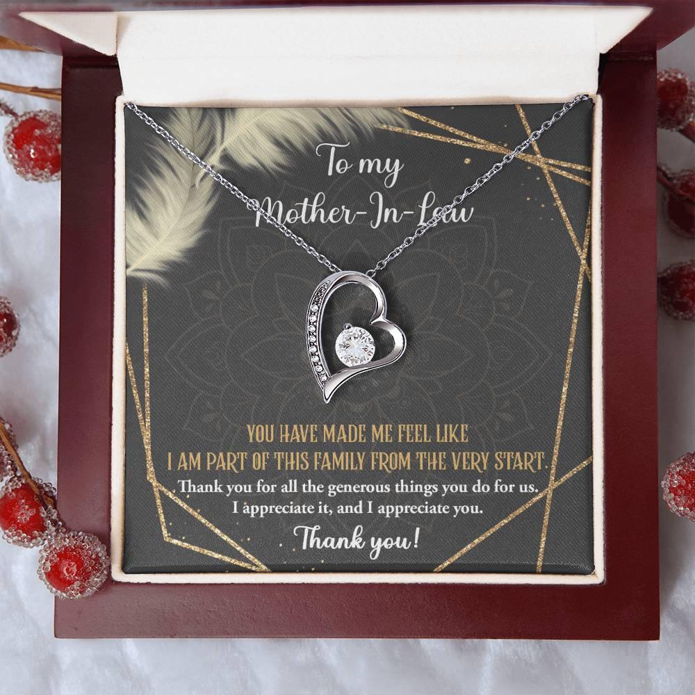 To Mother-In-Law I Appreciate All The Things You Do For Us Forever Love Heart Pendant Necklace - Mallard Moon Gift Shop
