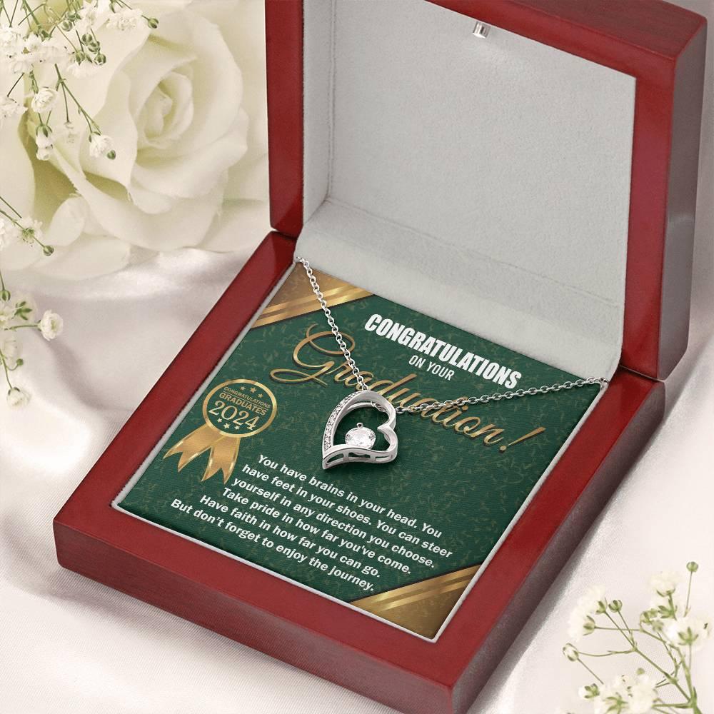 Graduation Gift for Her Congratulations Take Pride Have Faith Enjoy the Journey Heart Pendant Necklace with Gift Box - Mallard Moon Gift Shop