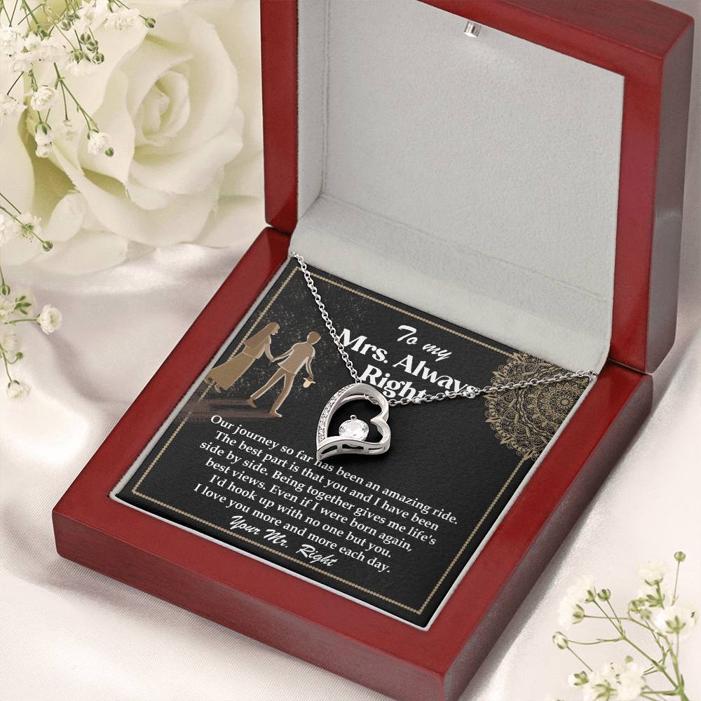 Romantic Gift for Wife - Our Journey has been an Amazing Ride - Forever Love Heart Pendant Necklace - Mallard Moon Gift Shop