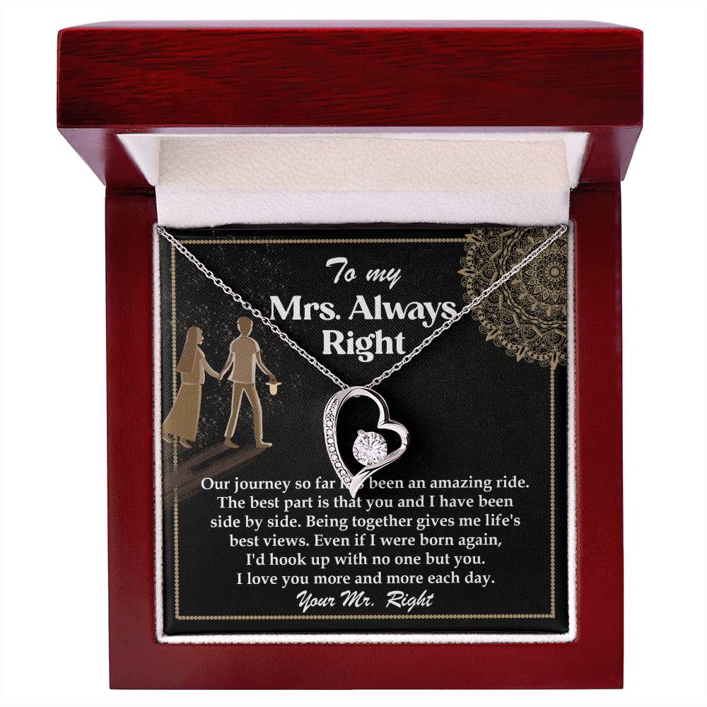 Romantic Gift for Wife - Our Journey has been an Amazing Ride - Forever Love Heart Pendant Necklace - Mallard Moon Gift Shop