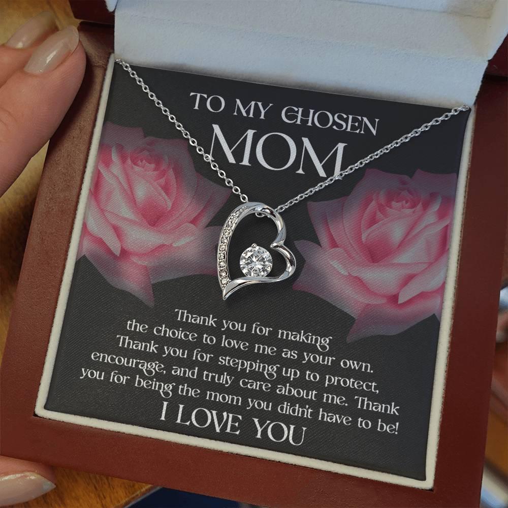 To My Chosen Bonus Mom Thank You for Stepping Up Forever Love Heart Pendant Necklace - Mallard Moon Gift Shop