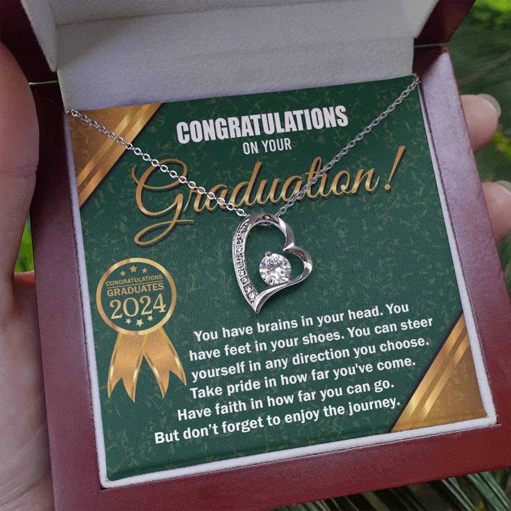 Graduation Gift for Her Congratulations Take Pride Have Faith Enjoy the Journey Heart Pendant Necklace with Gift Box - Mallard Moon Gift Shop