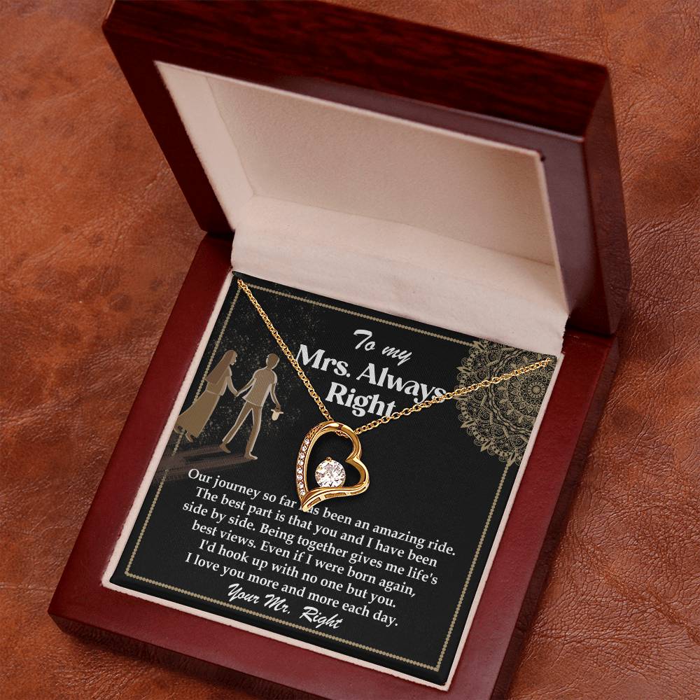 Romantic Gift for Wife - Our Journey has been an Amazing Ride - Forever Love Heart Pendant Necklace - Mallard Moon Gift Shop