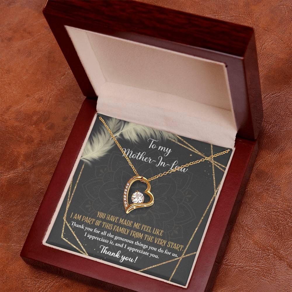 To Mother-In-Law I Appreciate All The Things You Do For Us Forever Love Heart Pendant Necklace - Mallard Moon Gift Shop