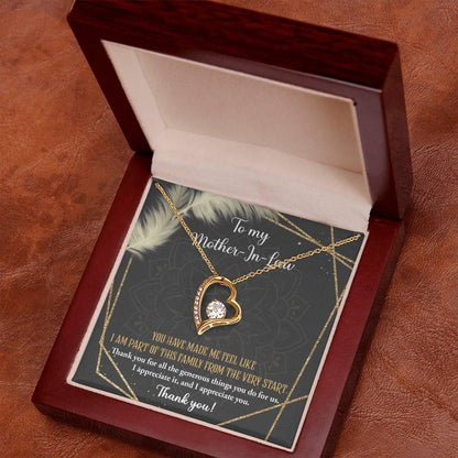 To Mother-In-Law I Appreciate All The Things You Do For Us Forever Love Heart Pendant Necklace - Mallard Moon Gift Shop
