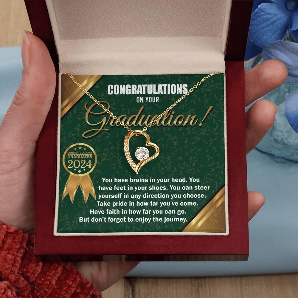 Graduation Gift for Her Congratulations Take Pride Have Faith Enjoy the Journey Heart Pendant Necklace with Gift Box - Mallard Moon Gift Shop
