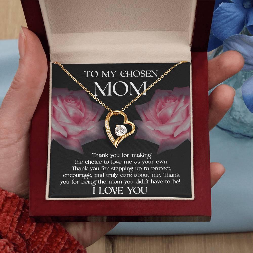 To My Chosen Bonus Mom Thank You for Stepping Up Forever Love Heart Pendant Necklace - Mallard Moon Gift Shop