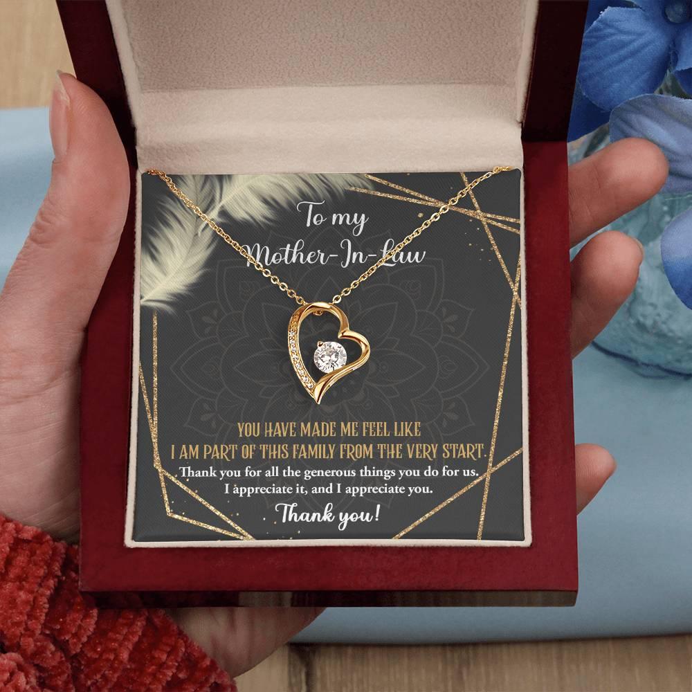 To Mother-In-Law I Appreciate All The Things You Do For Us Forever Love Heart Pendant Necklace - Mallard Moon Gift Shop