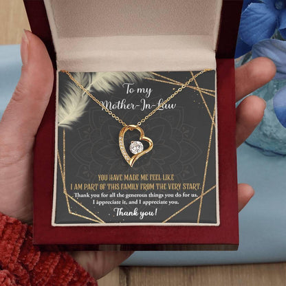 To Mother-In-Law I Appreciate All The Things You Do For Us Forever Love Heart Pendant Necklace - Mallard Moon Gift Shop
