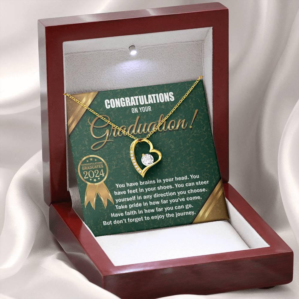 Graduation Gift for Her Congratulations Take Pride Have Faith Enjoy the Journey Heart Pendant Necklace with Gift Box - Mallard Moon Gift Shop