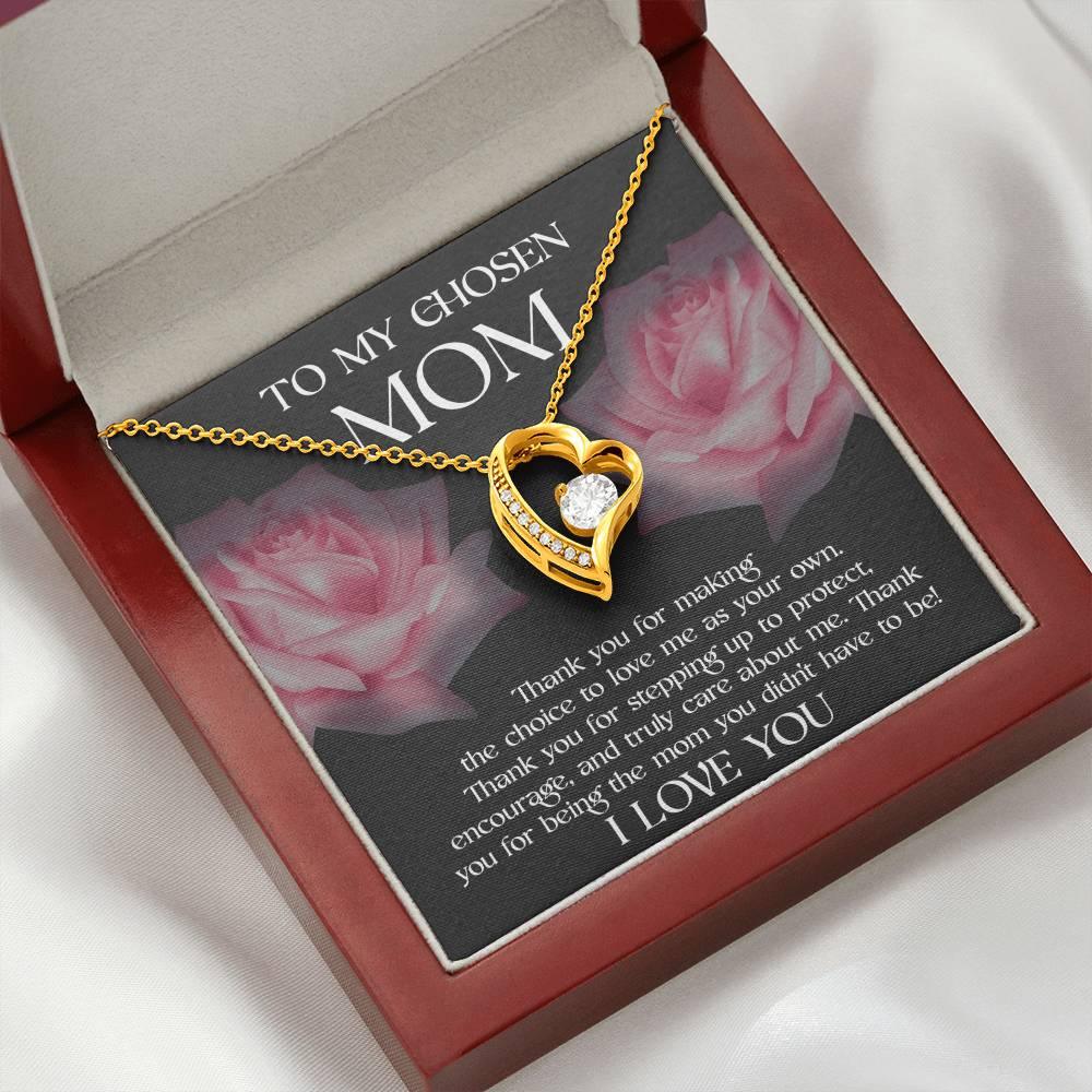 To My Chosen Bonus Mom Thank You for Stepping Up Forever Love Heart Pendant Necklace - Mallard Moon Gift Shop