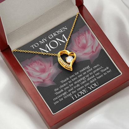 To My Chosen Bonus Mom Thank You for Stepping Up Forever Love Heart Pendant Necklace - Mallard Moon Gift Shop
