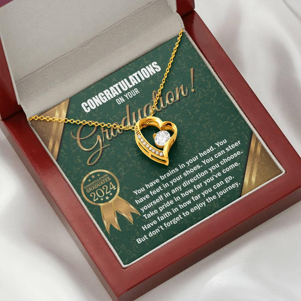 Graduation Gift for Her Congratulations Take Pride Have Faith Enjoy the Journey Heart Pendant Necklace with Gift Box - Mallard Moon Gift Shop