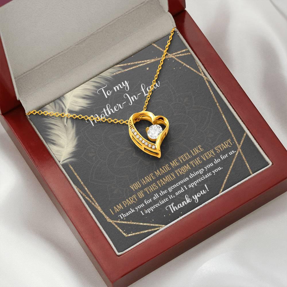 To Mother-In-Law I Appreciate All The Things You Do For Us Forever Love Heart Pendant Necklace - Mallard Moon Gift Shop