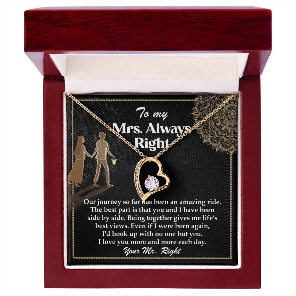 Romantic Gift for Wife - Our Journey has been an Amazing Ride - Forever Love Heart Pendant Necklace - Mallard Moon Gift Shop