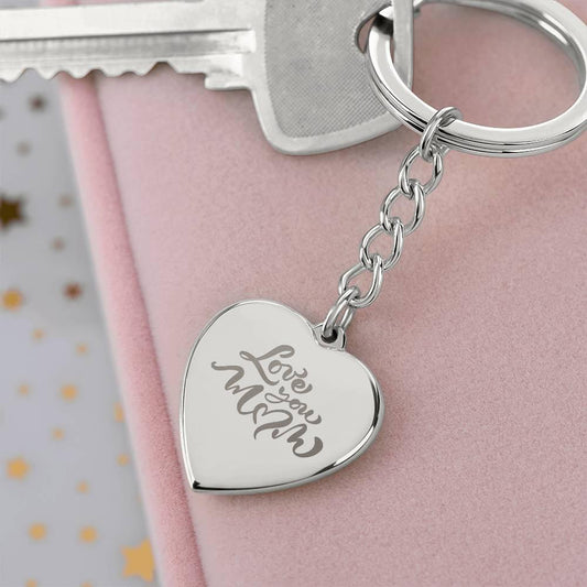 Mom Gift Personalized Engraved Heart Shaped Keychain Love You Mom - Mallard Moon Gift Shop