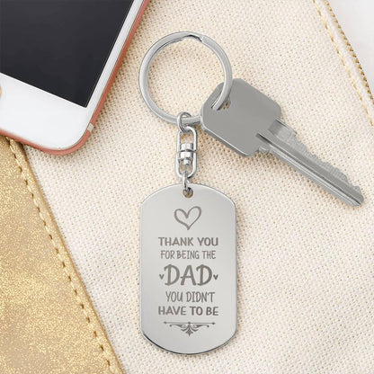 Bonus Dad Personalized Engraved Keychain - Thank You For Being The Dad Yoiu Didn't Have To Be - Mallard Moon Gift Shop