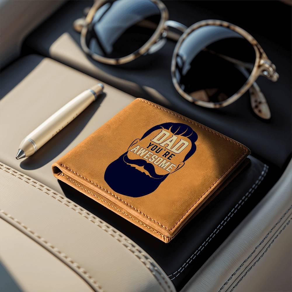 Gift for Dad - You Are Awesome Genuine Cowhide Leather Wallet - Mallard Moon Gift Shop