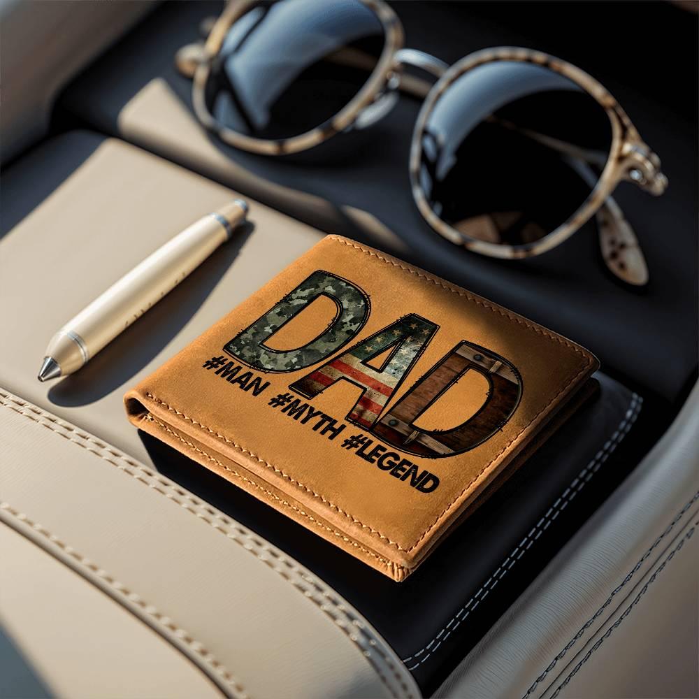DAD Custom Printed Leather Wallet - Man - Myth - Legend - Mallard Moon Gift Shop