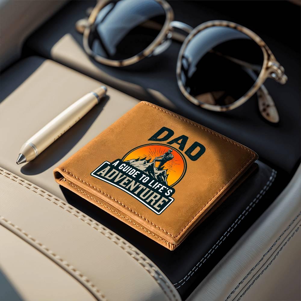 Dad Gift - A Guide to Life's Adventure Genuine Cowhide Leather Wallet - Mallard Moon Gift Shop