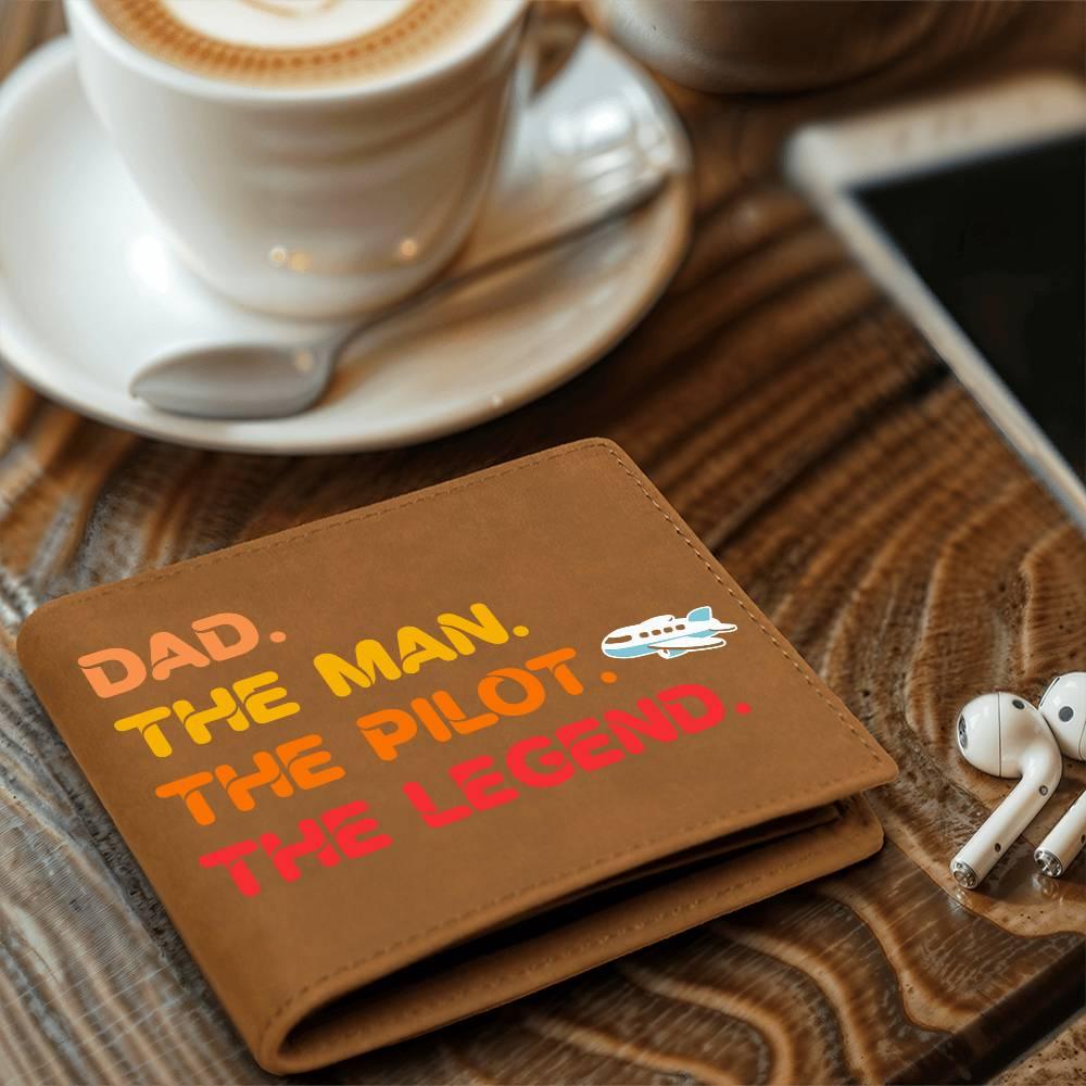 Dad The Man The Pilot The Legend Leather Wallet - Mallard Moon Gift Shop