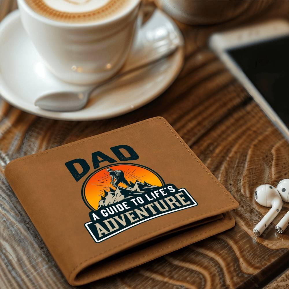 Dad Gift - A Guide to Life's Adventure Genuine Cowhide Leather Wallet - Mallard Moon Gift Shop