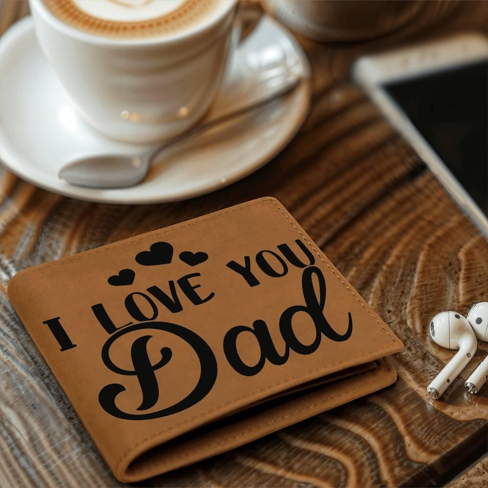 Dad Gift - I Love You Dad Genuine Cowhide Leather Wallet - Mallard Moon Gift Shop