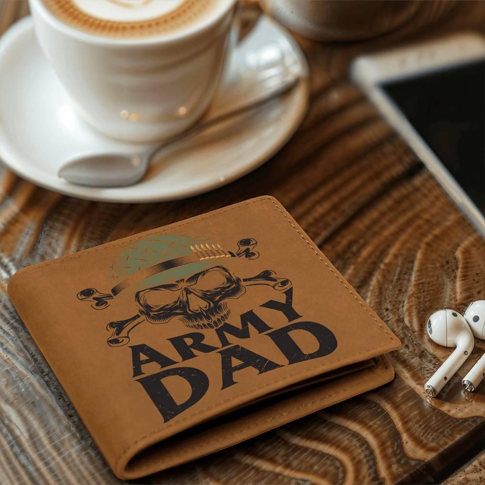 Army Dad Graphic Custom Leather Wallet - Mallard Moon Gift Shop