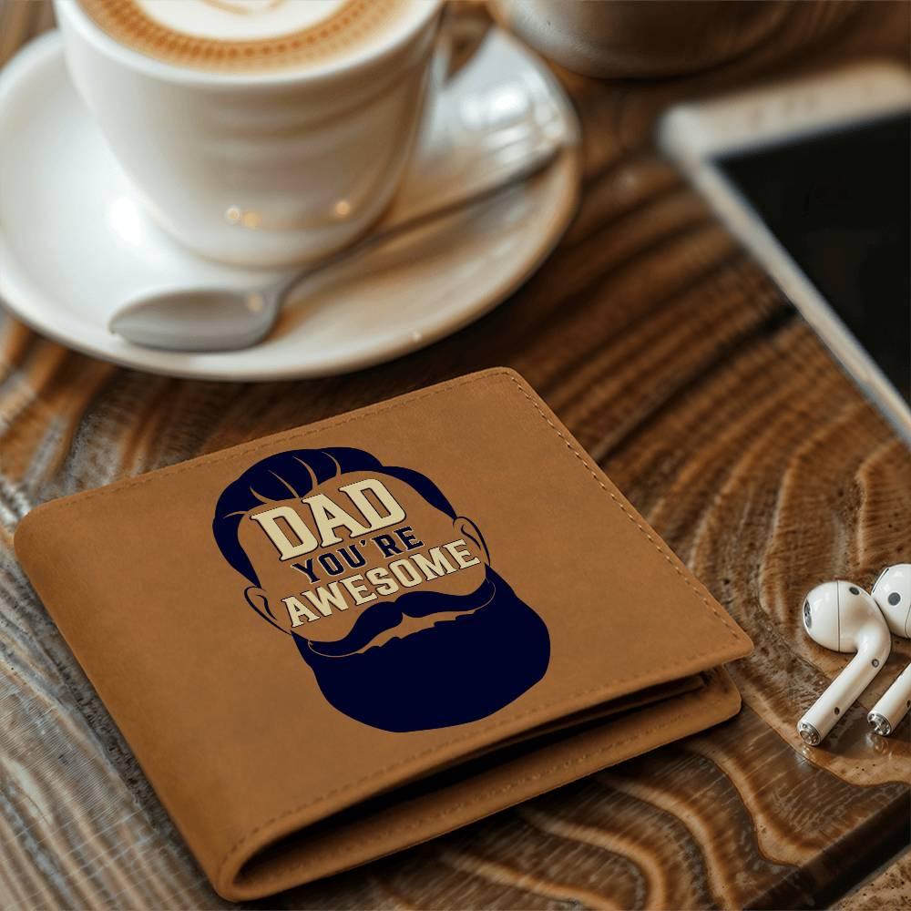 Gift for Dad - You Are Awesome Genuine Cowhide Leather Wallet - Mallard Moon Gift Shop