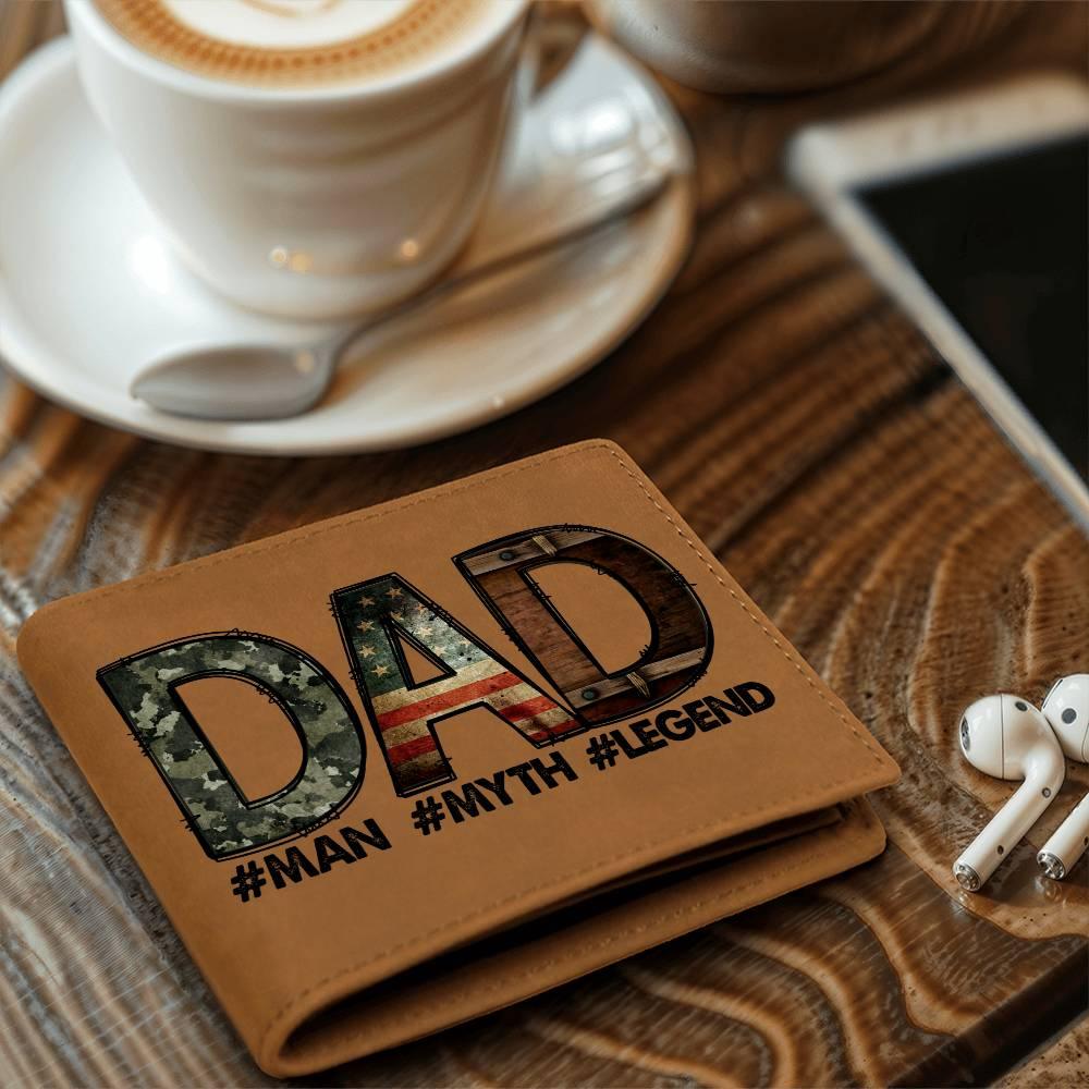 DAD Custom Printed Leather Wallet - Man - Myth - Legend - Mallard Moon Gift Shop