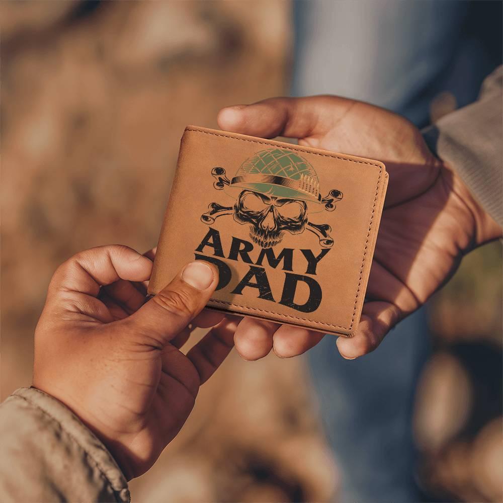 Army Dad Graphic Custom Leather Wallet - Mallard Moon Gift Shop