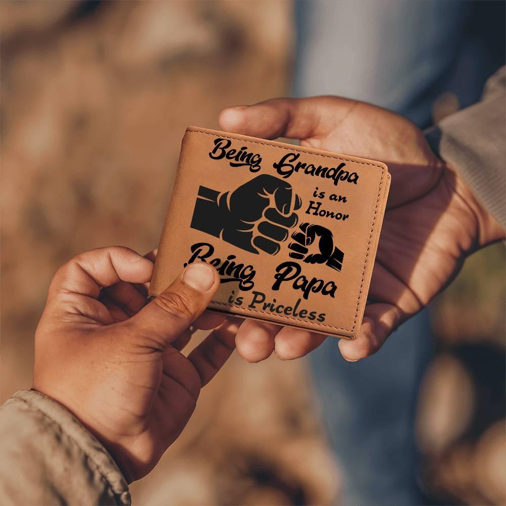 Being Grandpa is an Honor Leather Wallet - Mallard Moon Gift Shop