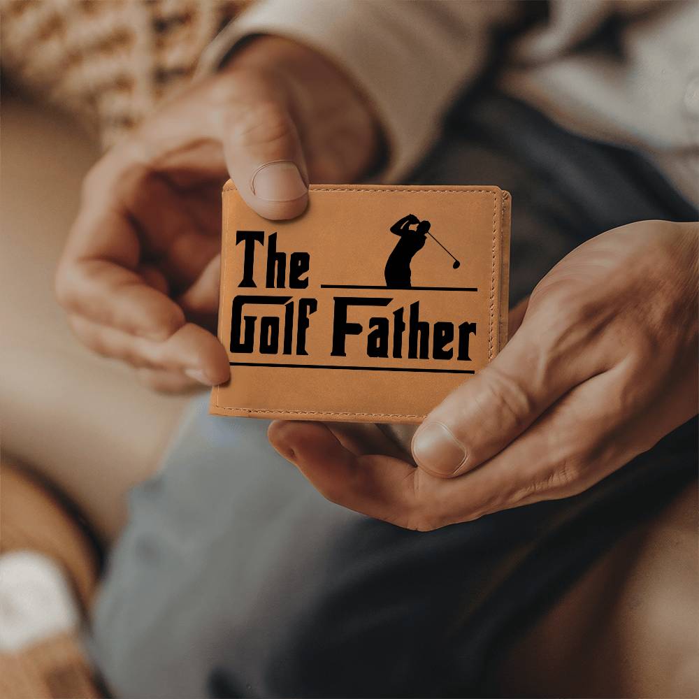 The Golf Father Leather Wallet – Full Grain Cowhide Bifold – Funny Golf Gift for Dad, Grandpa, or Husband - Mallard Moon Gift Shop
