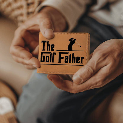 The Golf Father Leather Wallet – Full Grain Cowhide Bifold – Funny Golf Gift for Dad, Grandpa, or Husband - Mallard Moon Gift Shop