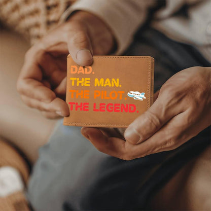 Dad The Man The Pilot The Legend Leather Wallet - Mallard Moon Gift Shop