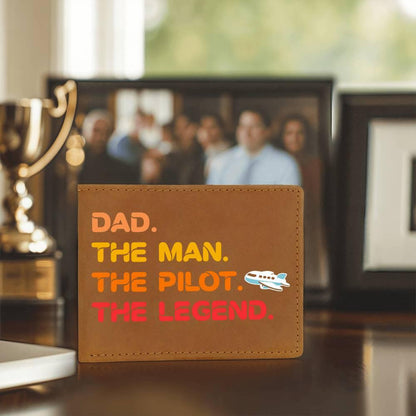 Dad The Man The Pilot The Legend Leather Wallet - Mallard Moon Gift Shop
