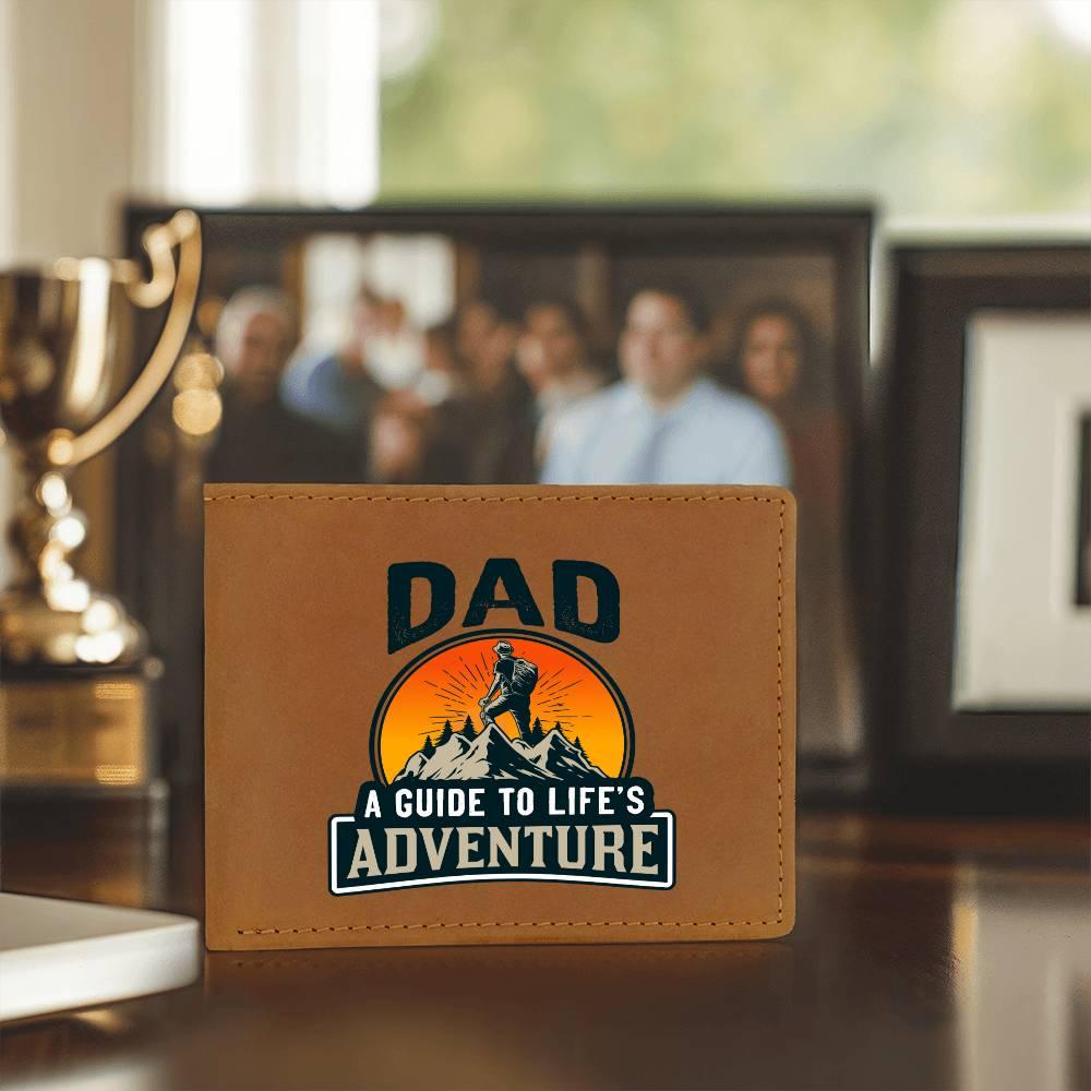 Dad Gift - A Guide to Life's Adventure Genuine Cowhide Leather Wallet - Mallard Moon Gift Shop
