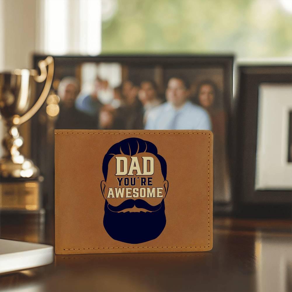 Gift for Dad - You Are Awesome Genuine Cowhide Leather Wallet - Mallard Moon Gift Shop