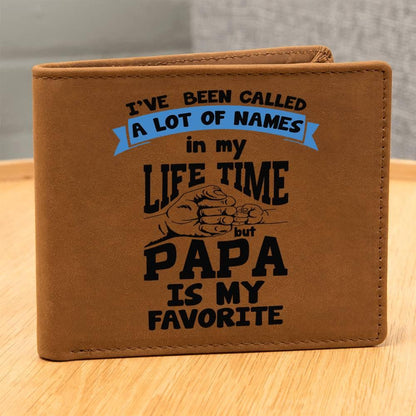 Papa is My Favorite Title Leather Wallet - Mallard Moon Gift Shop
