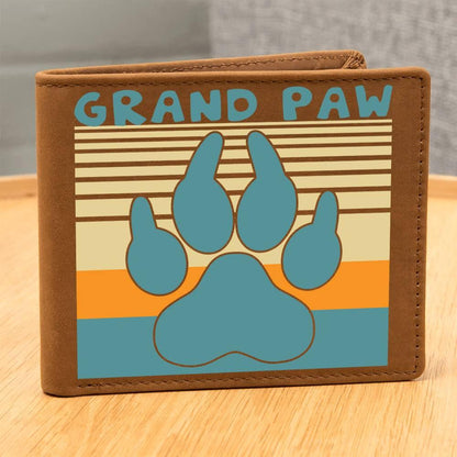 Grand Paw Leather Wallet Gift for Grandfather - Mallard Moon Gift Shop